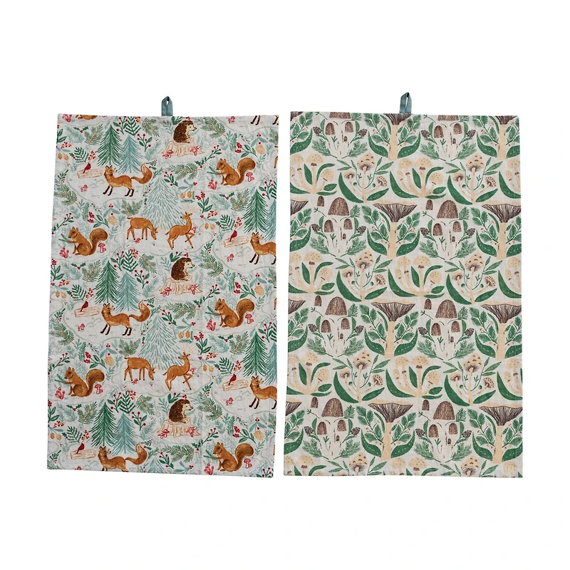 Hello Honey® Woodland Flora & Fauna Cotton Tea Towel Set