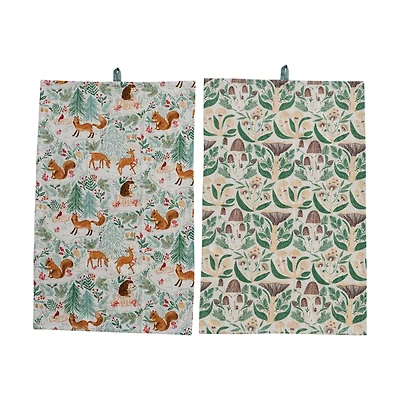 Hello Honey® Woodland Flora & Fauna Cotton Tea Towel Set