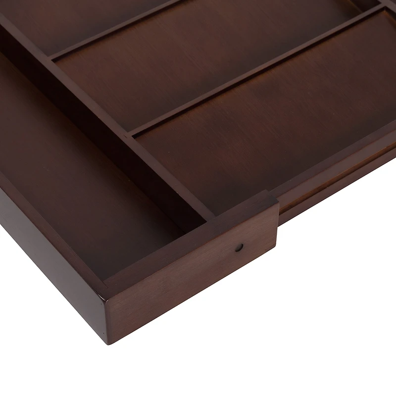 17'' Walnut Expandable Kitchen Drawer Organizer Tray