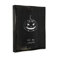 Stupell Industries Oh My Gourd Jack-o-Lantern Framed Floater Canvas Wall Art
