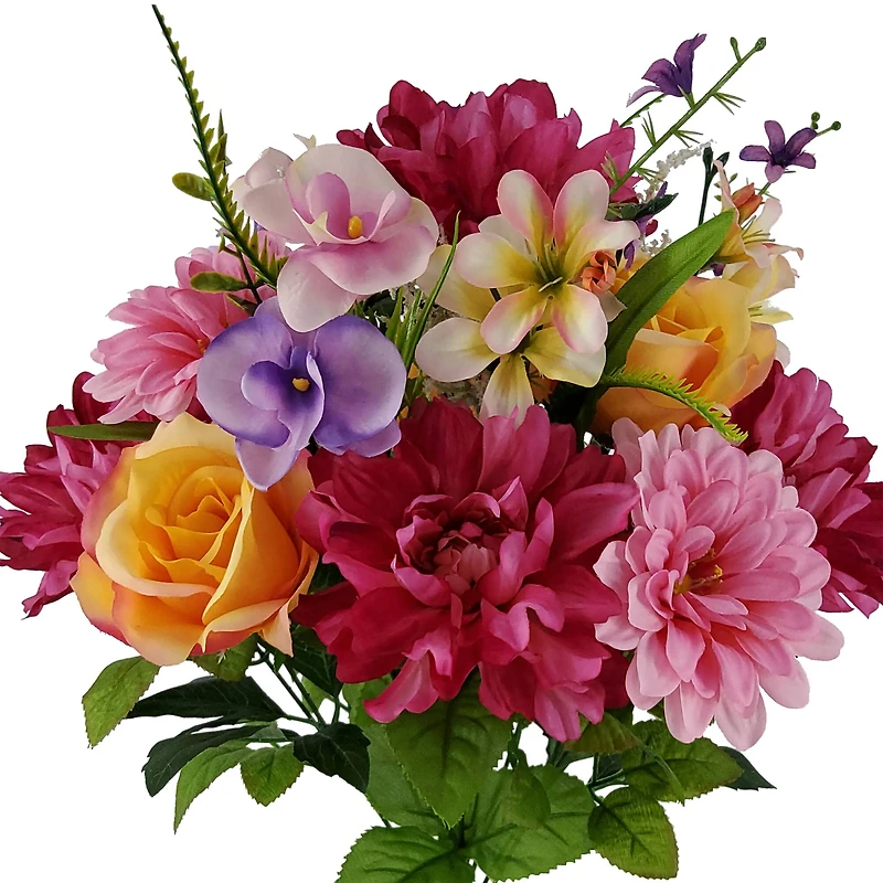 19.5" Pink & Purple Dahlia, Rose & Zinnia Bush by Ashland®