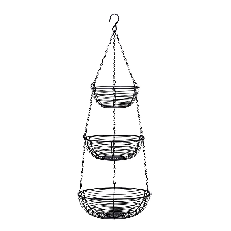SunnyPoint Black 3 Tier Hanging Fruit Basket