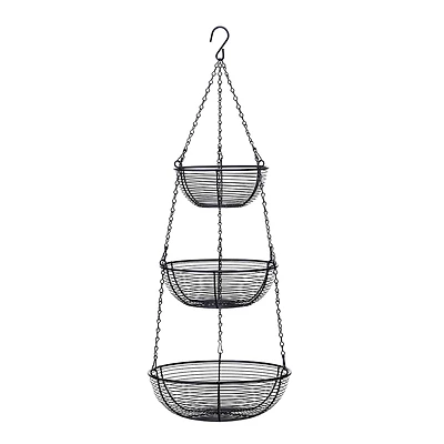 SunnyPoint Black 3 Tier Hanging Fruit Basket