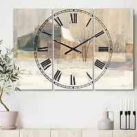 Designart Winter On The Farm Multipanel Wall Clock