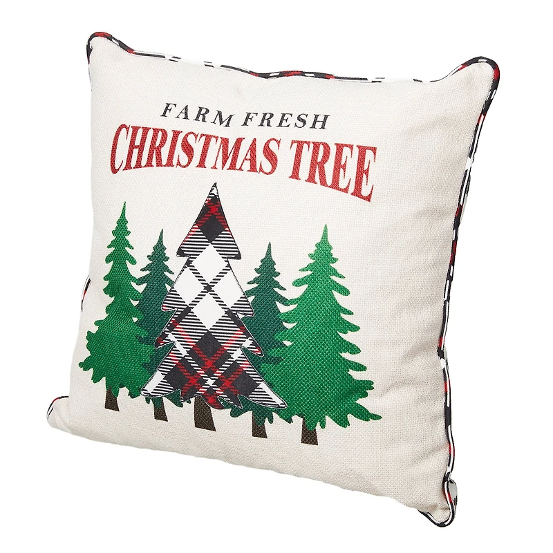 Glitzhome® Farm Fresh Heavy Cotton Christmas Tree Throw Pillow