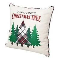 Glitzhome® Farm Fresh Heavy Cotton Christmas Tree Throw Pillow
