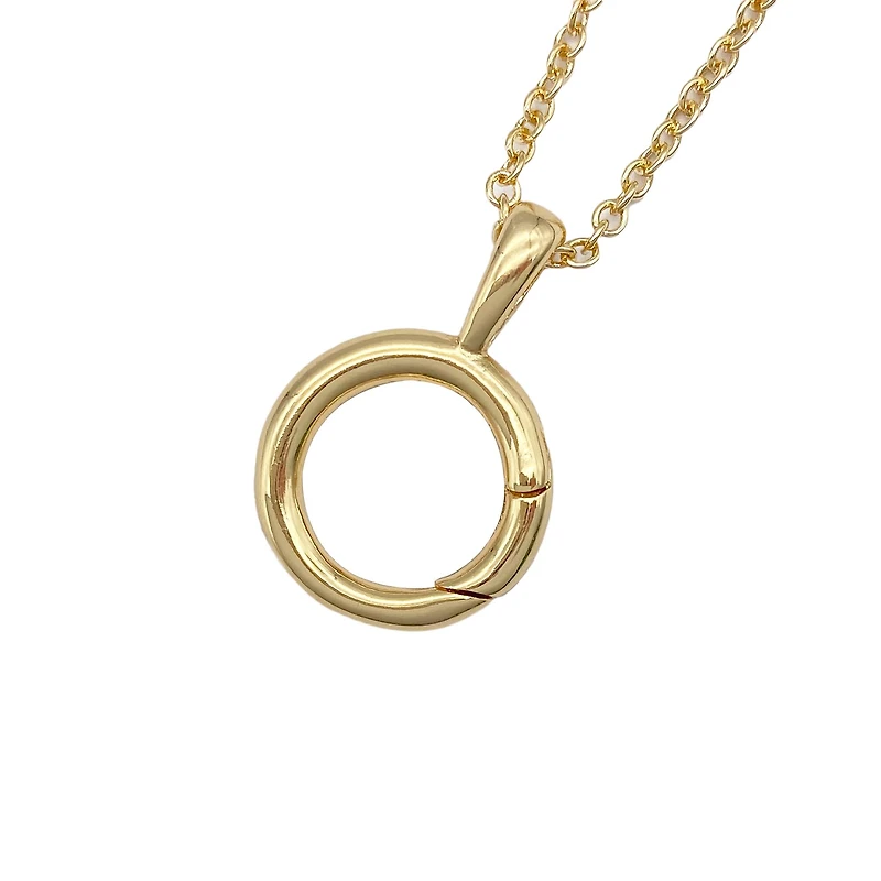 Gold Cable Necklace with Circle Charm Holder by Bead Landing™