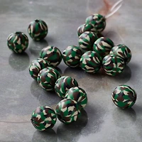 Green Camouflage Clay Round Beads, 9.5mm by Bead Landing™