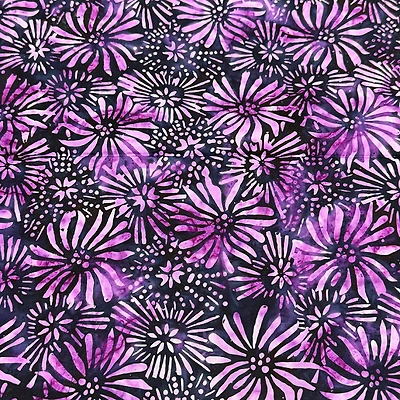 Feldman Batik Plum Tonal Stamp Daisy Cotton Fabric