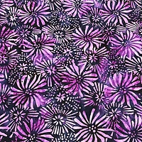 Feldman Batik Plum Tonal Stamp Daisy Cotton Fabric