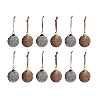Hello Honey® 12 Pack 4" Gold & Silver Distressed Frosted Ball Glass Ornaments