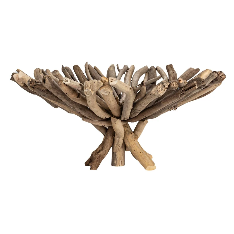 Hello Honey® 18" Natural Round Handmade Driftwood Footed Tray