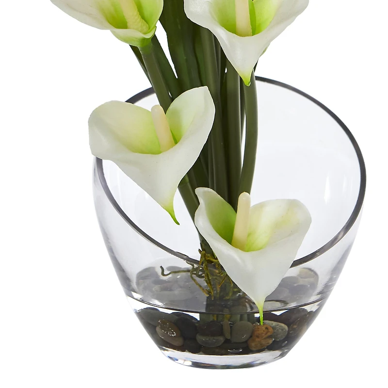 15.5" Calla Lily Arrangement in Clear Glass Vase