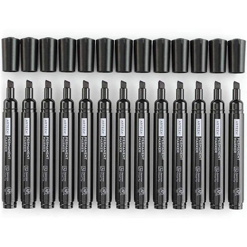 Arteza® Black Chisel Tip Permanent Markers