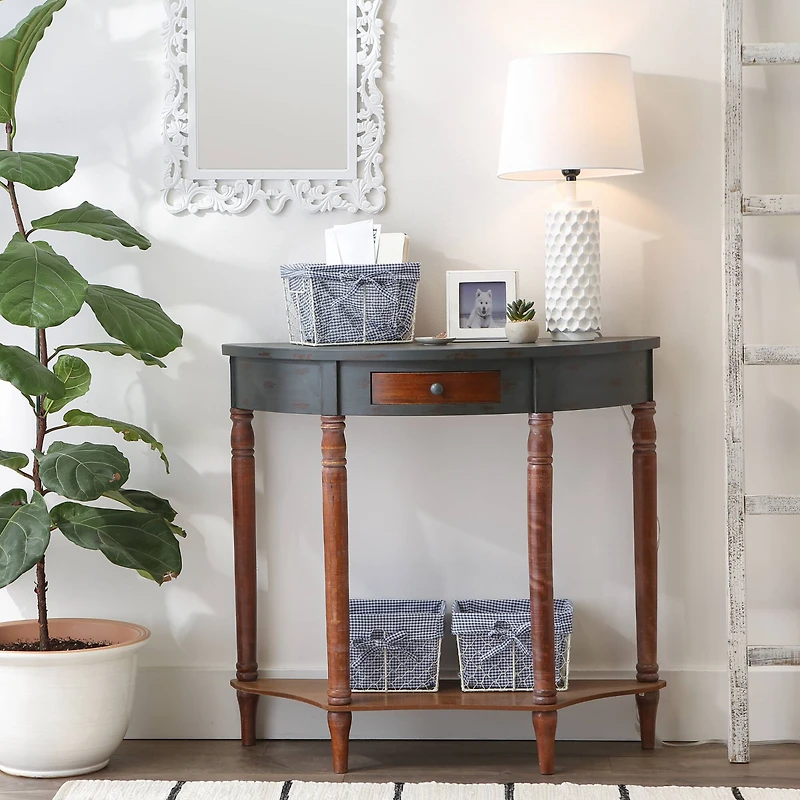 DII® Small Antique White Chicken Wire Baskets with French Blue Gingham Liners, 3ct.