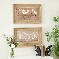 Set of 2 Brown Wood Farmhouse Wall Decor 24", 16"