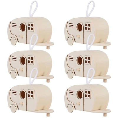 6 Pack: 8" Wood Camper Birdhouse by Make Market®