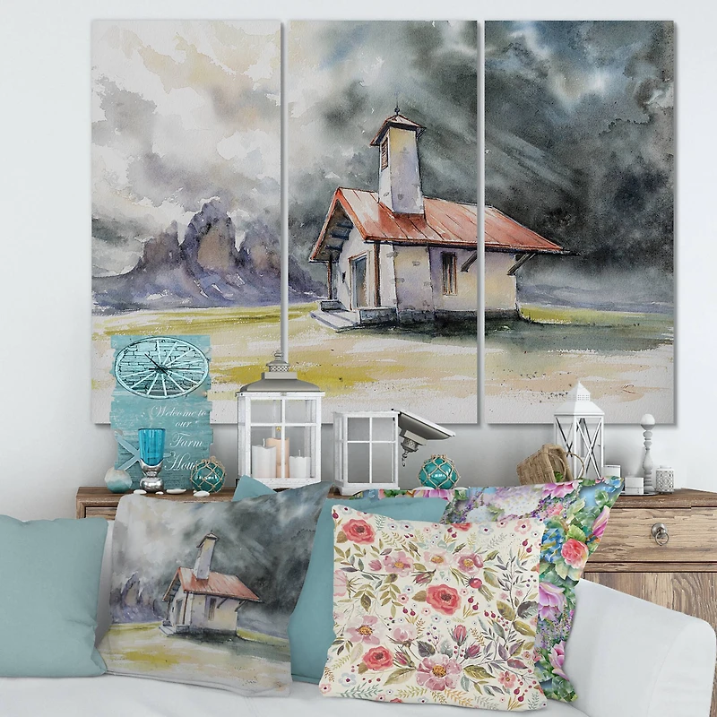 Designart - Rustic House On Mountain Top During Storm