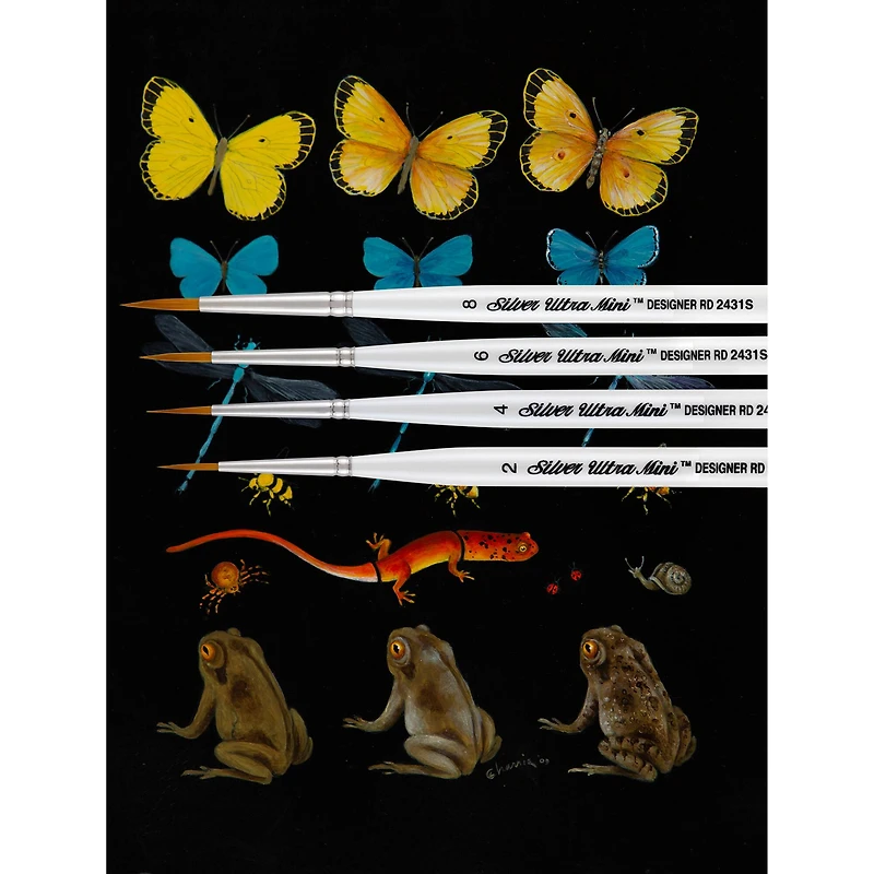 Silver Brush Limited Ultra Mini® White handles ultimate round Brushes, Set of 4