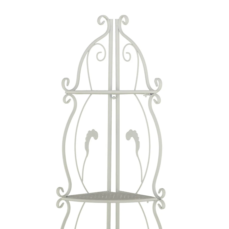 White Iron French Country Bakers Rack, 71" x 16" x 12"