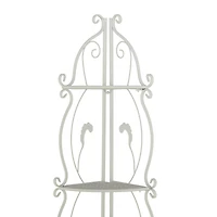White Iron French Country Bakers Rack, 71" x 16" x 12"