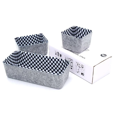 Welaxy Felt 3 Piece Polka Dot Storage Bin Set