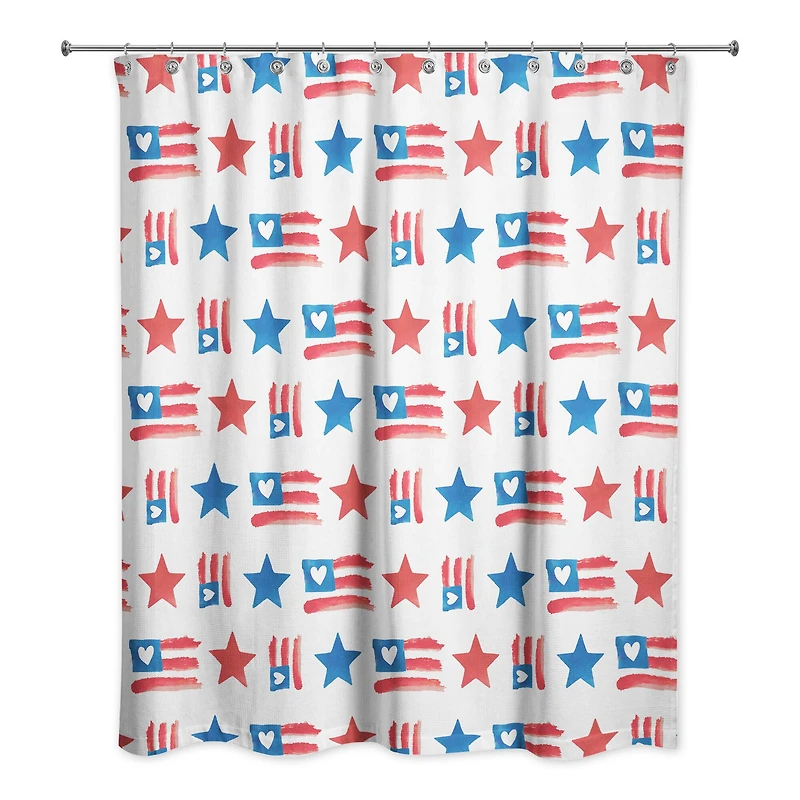 Flags & Stars Pattern Shower Curtain