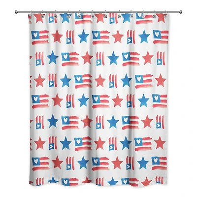 Flags & Stars Pattern Shower Curtain