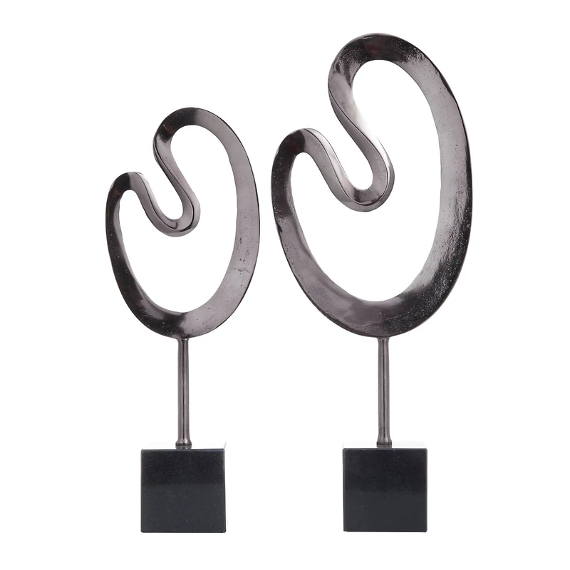 CosmoLiving by Cosmopolitan Black Marble Contemporary Sculpture, 24" x 21"