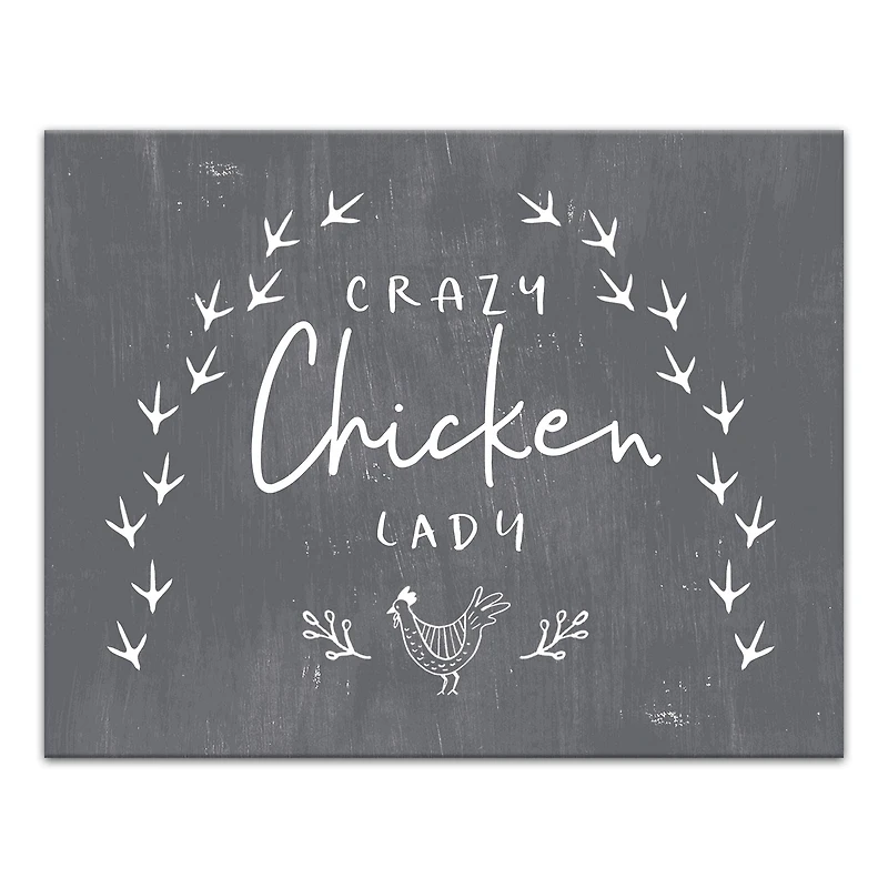 Crazy Chicken Lady 14" x 11" Canvas Wall Art