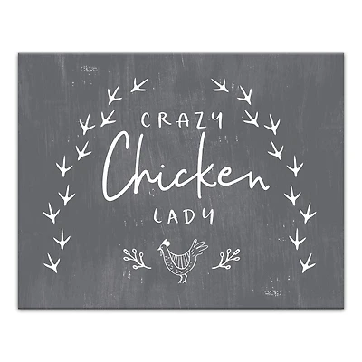 Crazy Chicken Lady 14" x 11" Canvas Wall Art