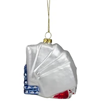 4" Silver & Blue Poker Playing Cards with Dice & Chips Christmas Ornament