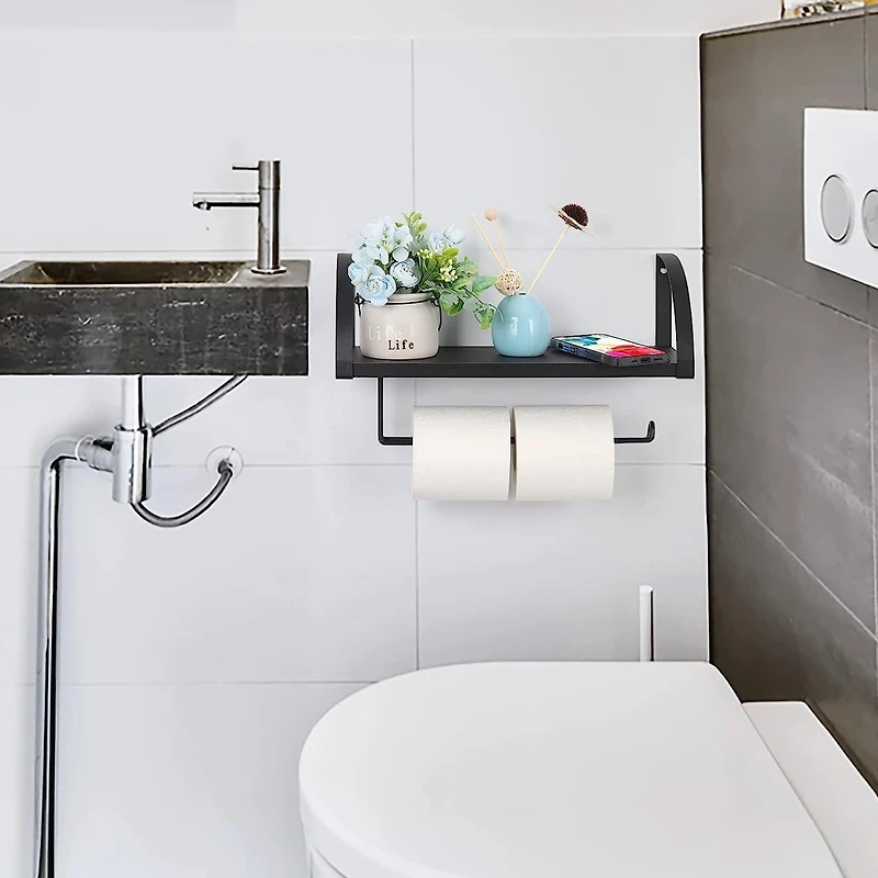 NEX™ 15" Wall Mounted Paper Towel Holder with Wood Shelf