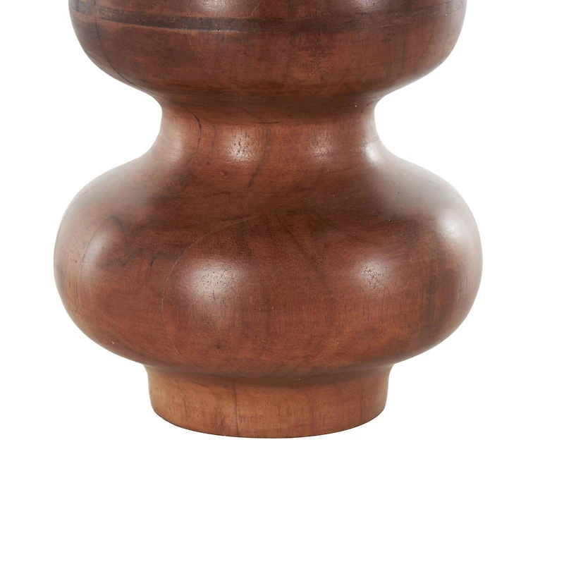 10.75" Brown Geometric Wood Bubble Vase