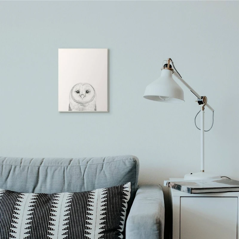 Stupell Industries Owl Portrait Grey Drawing Design Wood Wall Plaque