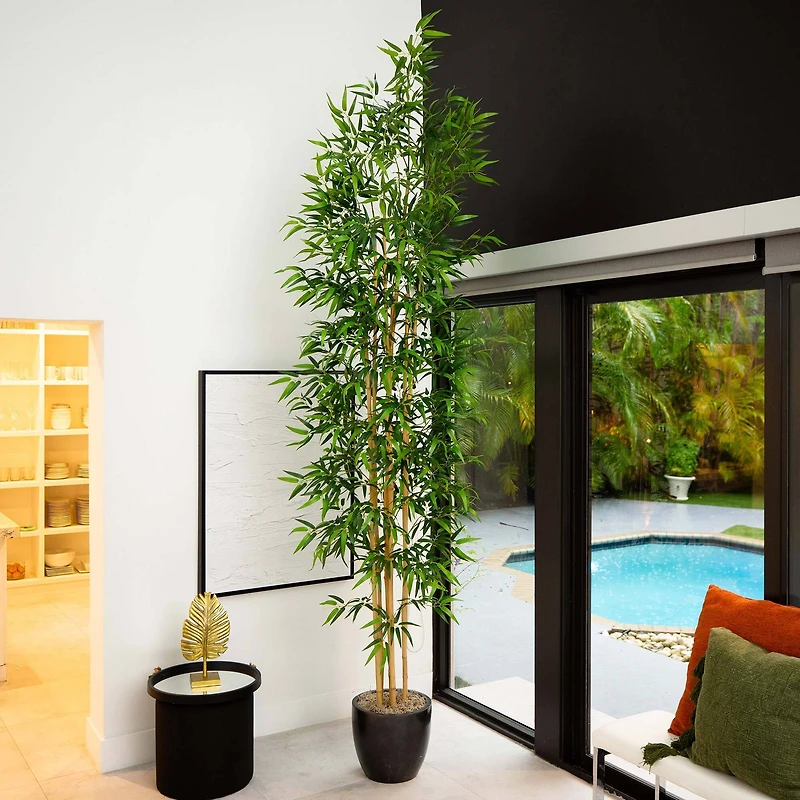 10ft. Green Artificial Bamboo Tree with Real Bamboo Trunks