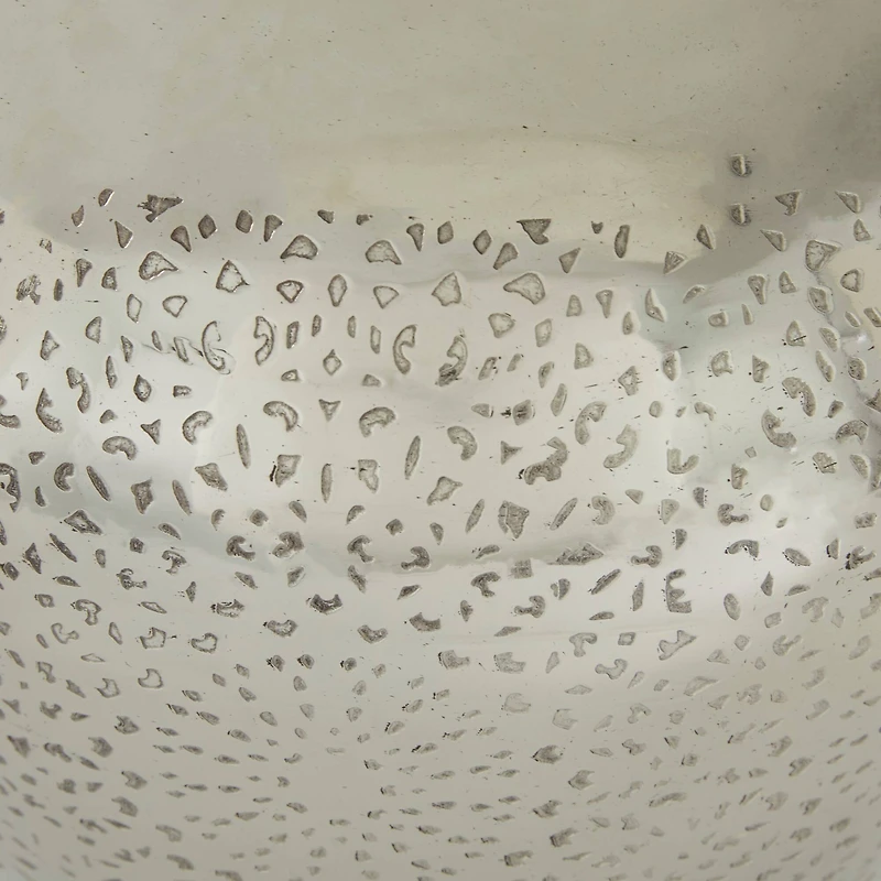 16" Silver Aluminum Contemporary Round Vase