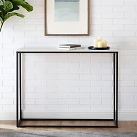 Walker Edison Faux White Marble/Black Open Box Entry Table