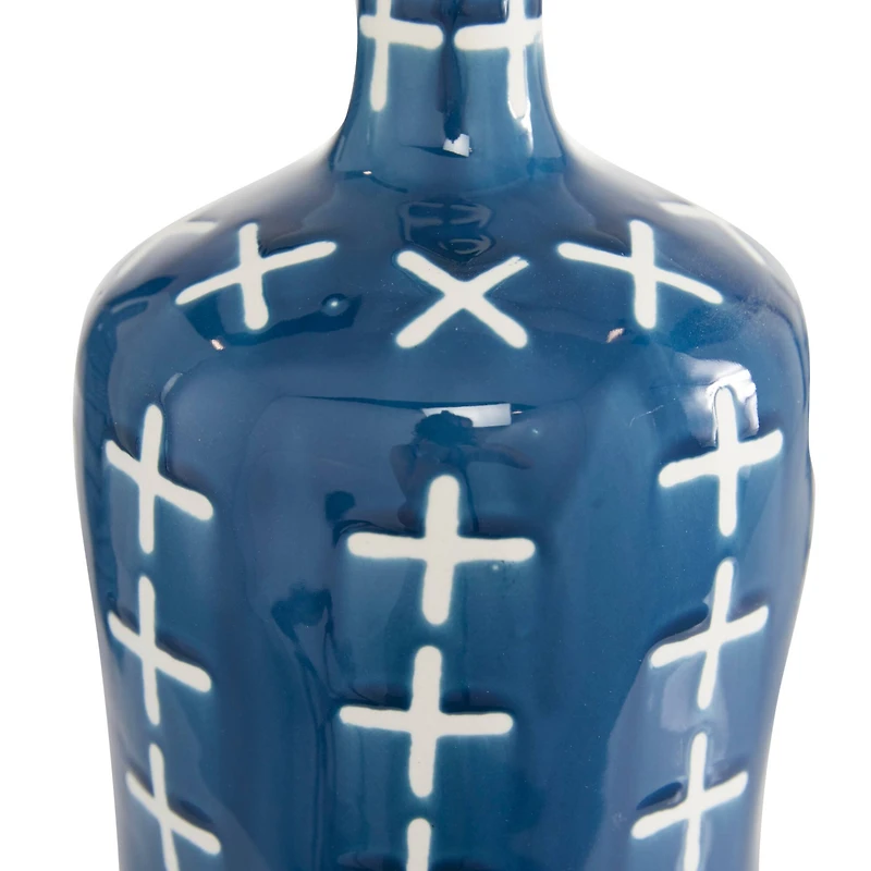 Blue & White Stoneware Contemporary Vase Set