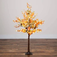 4ft. Pre-Lit Autumn Eucalyptus Artificial Fall Tree with Pinecones, Berries and 60 Warm White LED Lights