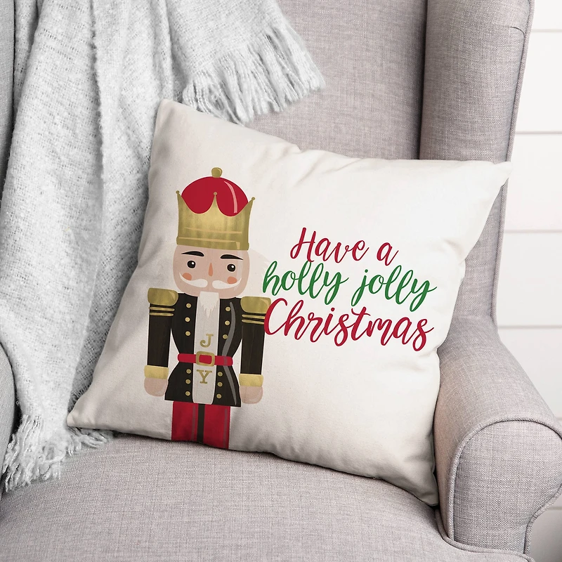 Holly Jolly Nutcracker 18x18 Throw Pillow