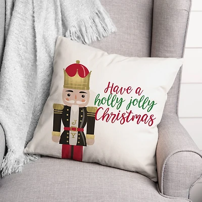Holly Jolly Nutcracker 18x18 Throw Pillow