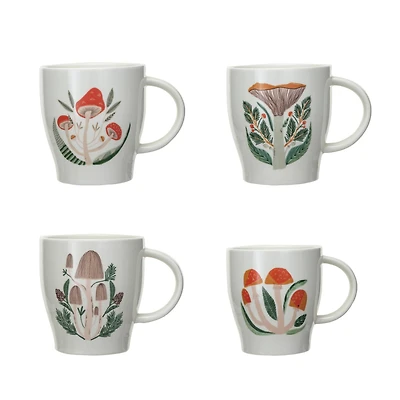 Hello Honey® 14oz. Multicolor Mushrooms Stoneware Mugs, 4ct.