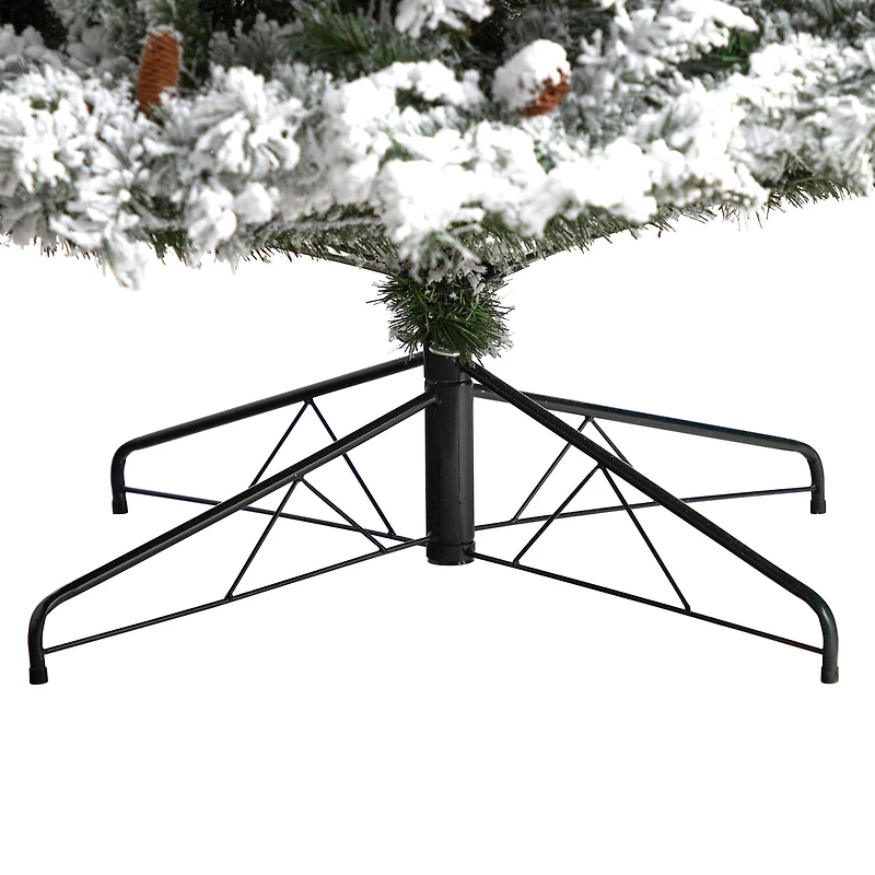 9ft. Pre-Lit Flocked White River Mountain Pine Artificial Christmas Tree, Clear LED Lights