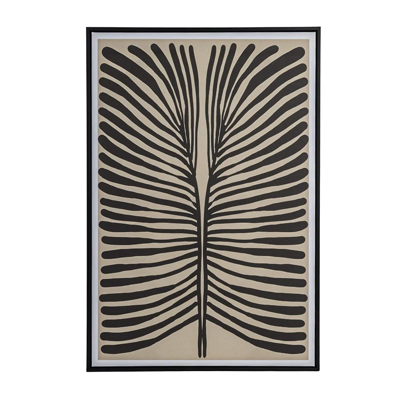 Hello Honey® 36.5" Black & Cream Abstract Lines Framed Wall Decoration