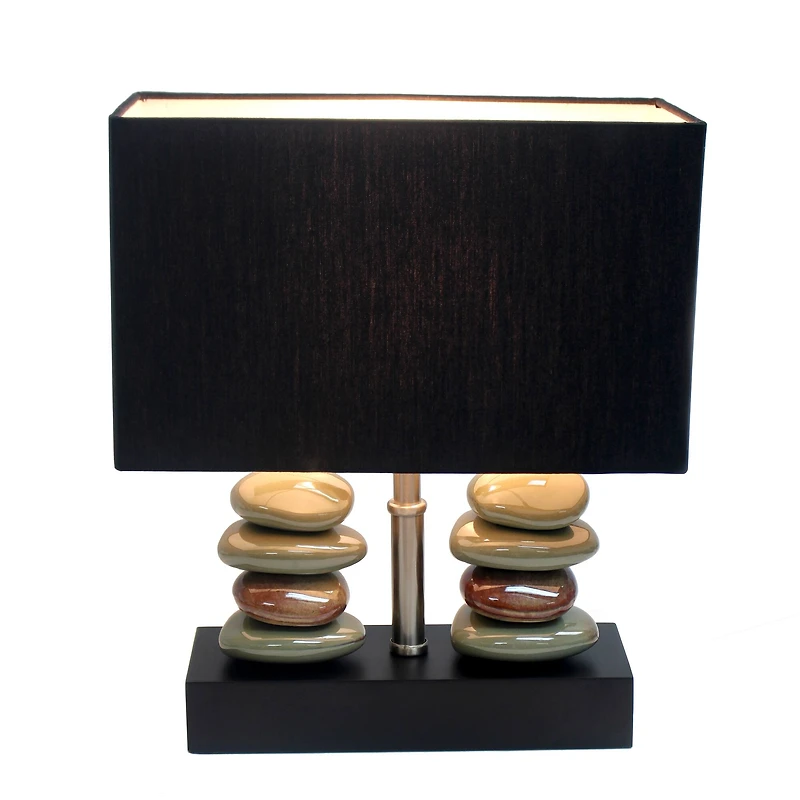 Elegant Designs™ 14" Rectangular Dual Stacked Stone Table Lamp with Black Shade