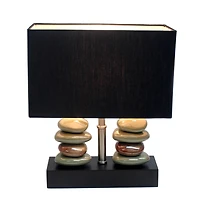 Elegant Designs™ 14" Rectangular Dual Stacked Stone Table Lamp with Black Shade