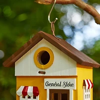Glitzhome® 9.5" Modern Yellow Wood General Store Birdhouse