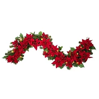 Haute Décor 6ft. Pre-Lit LED Poinsettia Garland