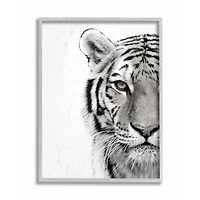 Stupell Industries White Tiger Black & White Photo Wall Accent with Gray Frame